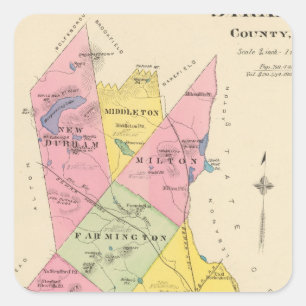Pegatina Cuadrada Condado de Strlow, NH