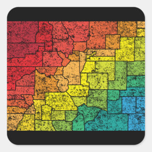 Pegatina Cuadrada condados colorados de colorado