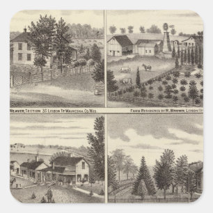 Pegatina Cuadrada Condados de las residencias, de Waukesha y de