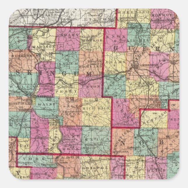 Pegatina Cuadrada Condados de Ohio (Anverso)