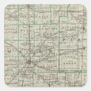 Pegatina Cuadrada Condados de Platt, De Witt, Macon, Shelby