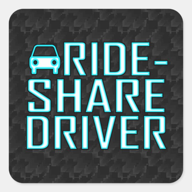 Pegatina Cuadrada Conducción de Rideshare Driver Rideshare (Anverso)