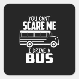 Pegatina Cuadrada Conduciendo Un Autobús