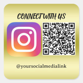 Pegatina Cuadrada Conectarse con nosotros: Sitio web e Instagram QR