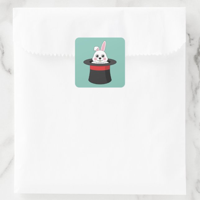Pegatina Cuadrada Conejito en Gorra del asistente (Bolso)