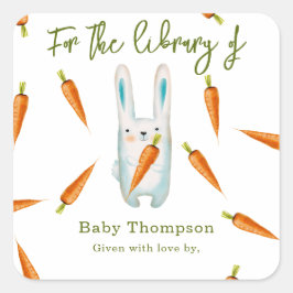 Pegatina Cuadrada Conejo acuarela - para la biblioteca de
