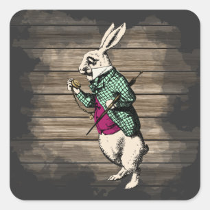 Pegatina Cuadrada Conejo Blanco de Wonderland Mint