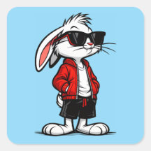 Conejo Blanco Genial en Chaqueta Roja
