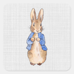 Pegatina Cuadrada Conejo clásico Bunny chaqueta azul