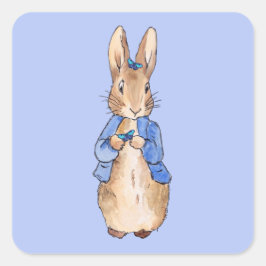 Pegatina Cuadrada Conejo clásico Bunny chaqueta azul