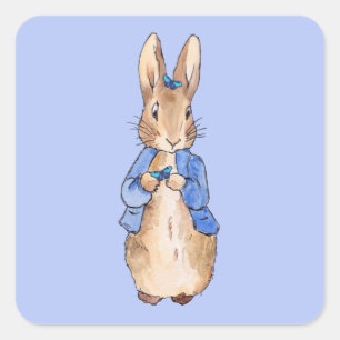 Pegatina Cuadrada Conejo clásico Bunny chaqueta azul