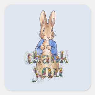 Pegatina Cuadrada Conejo clásico Bunny chaqueta azul