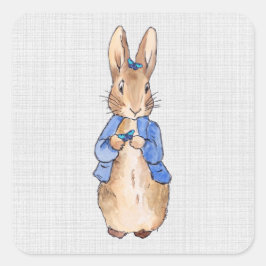 Pegatina Cuadrada Conejo clásico Bunny chaqueta azul