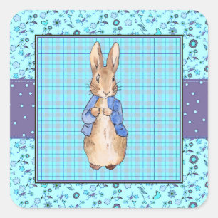Pegatina Cuadrada Conejo clásico Bunny chaqueta azul