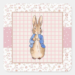 Pegatina Cuadrada Conejo clásico Bunny chaqueta azul