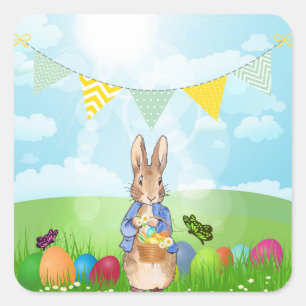 Pegatina Cuadrada Conejo Clásico de Pascua