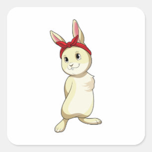 Pegatina Cuadrada Conejo con Bandana