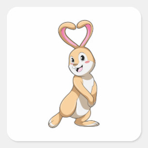 Pegatina Cuadrada Conejo con corazón