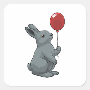 Pegatina Cuadrada Conejo con globo
