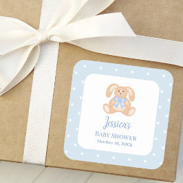 Pegatina Cuadrada Conejo Conejo Conejo Conejo Clásico de Polka Dots 