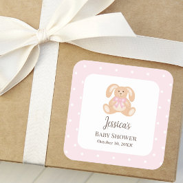 Pegatina Cuadrada Conejo conejo conejo conejo conejo rosa cúte polka