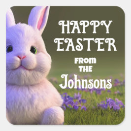 Pegatina Cuadrada Conejo Cute