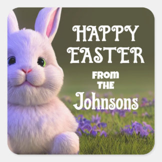 Pegatina Cuadrada Conejo Cute