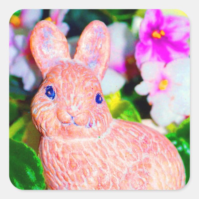 Pegatina Cuadrada Conejo de conejo de conejito kitschy (Anverso)