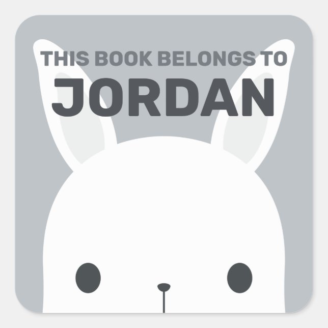 Pegatina Cuadrada Conejo de conejo pequeño y lindo con nombre person (Anverso)