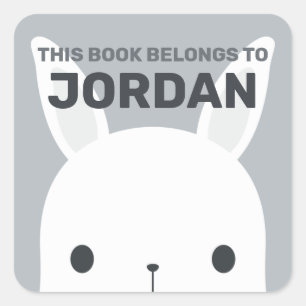 Pegatina Cuadrada Conejo de conejo pequeño y lindo con nombre person