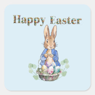 Pegatina Cuadrada conejo de Pascua