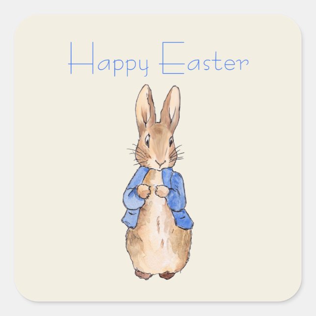 Pegatina Cuadrada conejo de Pascua (Anverso)