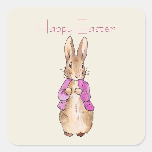 Pegatina Cuadrada conejo de Pascua (Anverso)