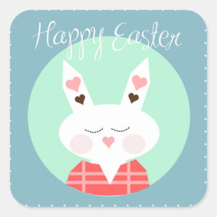 Pegatina Cuadrada Conejo de Pascua