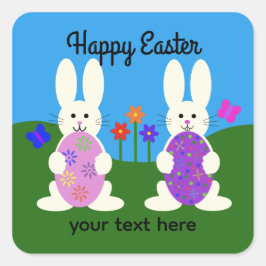Pegatina Cuadrada Conejo de Pascua #7-2 Pegatinas