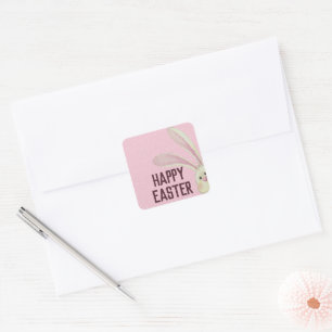 Pegatina Cuadrada Conejo de Pascua con puntos de Polka