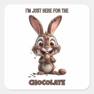 Pegatina Cuadrada Conejo de Pascua divertido: diseño de Pascua lindo