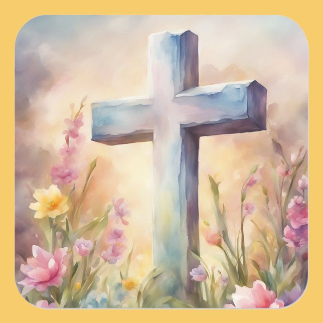 Pegatina Cuadrada conejo de Pascua lindo estudiante de profesor de v (Subido por el creador)