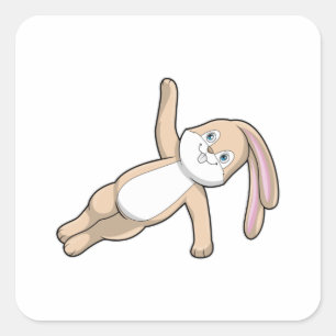 Pegatina Cuadrada Conejo de Yoga Stretching