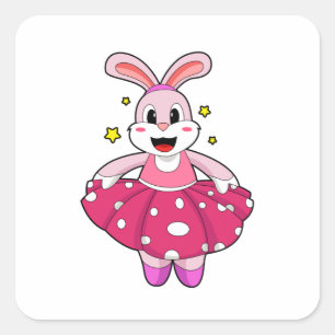 Pegatina Cuadrada Conejo en Ballet Dance
