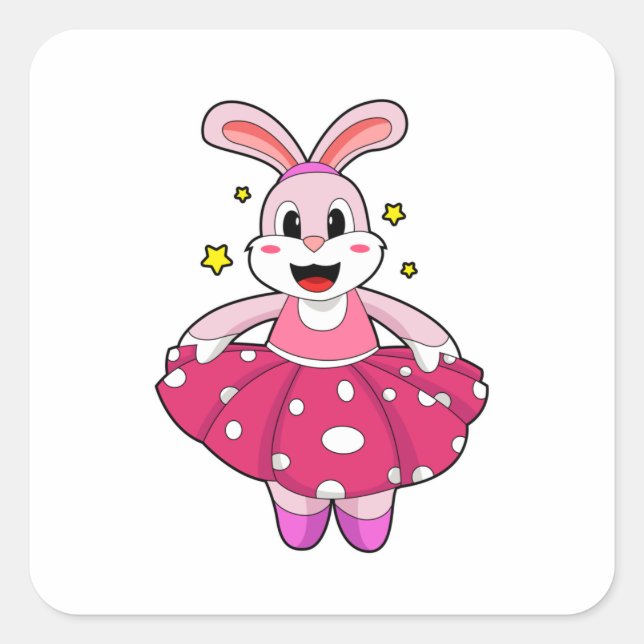 Pegatina Cuadrada Conejo en Ballet Dance (Anverso)