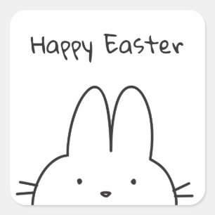 Pegatina Cuadrada Conejo Feliz de Pascua