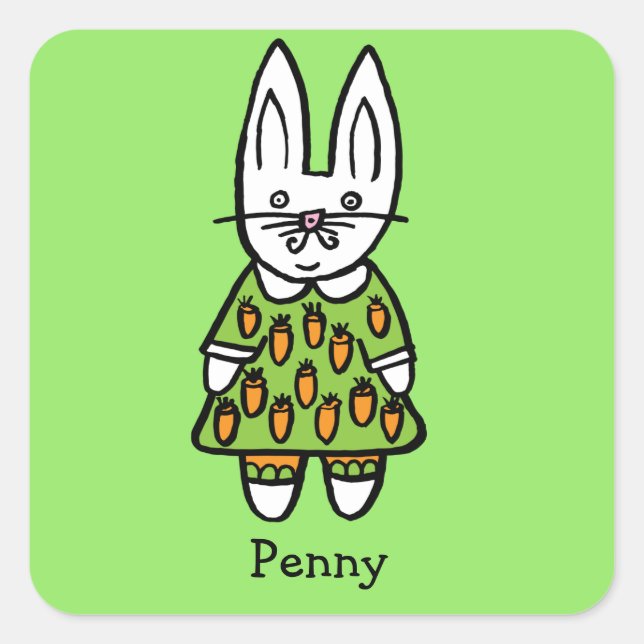 Pegatina Cuadrada Conejo Penny personalizado (Anverso)