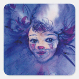 Pegatina Cuadrada CONEXIÓN EN ROSTROS DE PURPLE / Carnaval veneciano