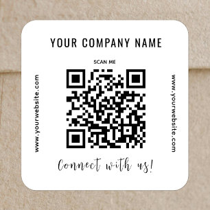Pegatina Cuadrada Conexión moderna promocional del código QR blanco 