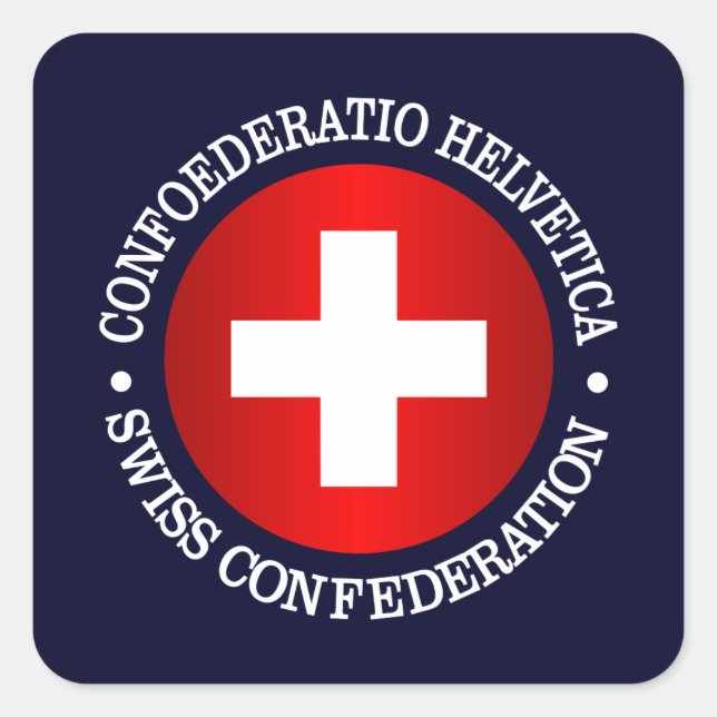 Pegatina Cuadrada Confederación Suiza (Anverso)