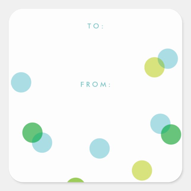 Pegatina Cuadrada Confetti azul simple | A Del Regalo (Anverso)