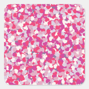 Pegatina Cuadrada Confetti de corazón multicolor2