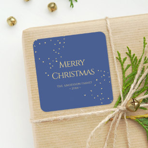 Pegatina Cuadrada Confetti de oro Minimalista moderno Feliz Navidad
