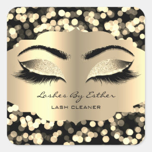 Pegatina Cuadrada Confetti Gold LashesName Cleaner Square Makeup